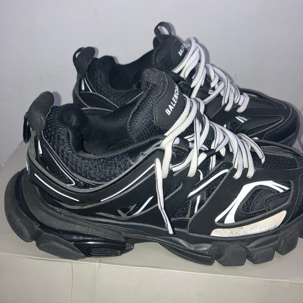 Balenciaga Men's Black and White Sneakers